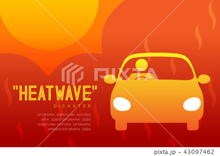 Heatwave Disaster of man icon pictogram with car Heatwave Disaster of man icon pictogram with car 43097462