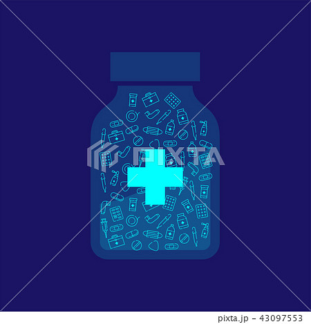 Medicine and equipment icon pattern in bottle 43097553