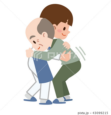 介護福祉士とシニア ギックリ腰のイラスト素材