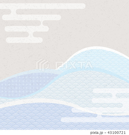 エ霞と青海波文様。　和風の背景素材。 43100721