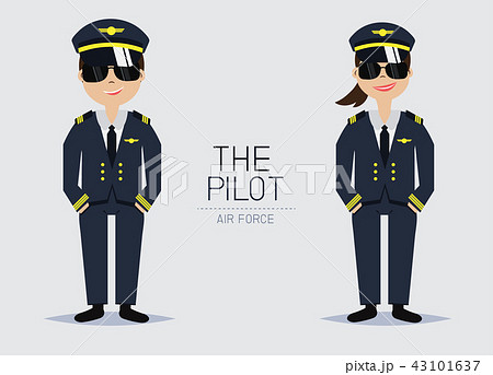 The Pilot Officer with Uniform Cartoon Character - Stock Illustration  [43101637] - PIXTA