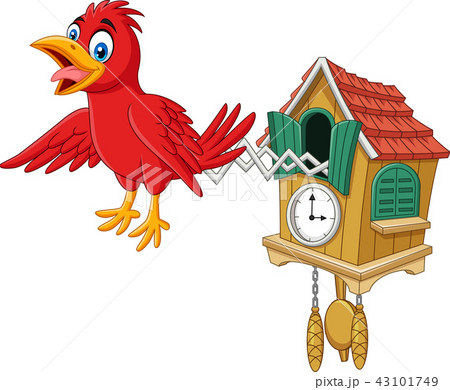 Cuckoo clock with red bird chirping 43101749