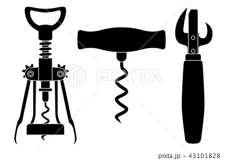 Corkscrews and can opener. Black drawing 43101828