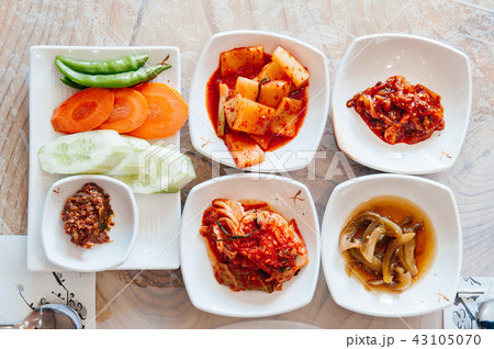 Cabbage, daikon Kimchi and korean food side dishes Cabbage, daikon Kimchi and korean food side dishes 43105070