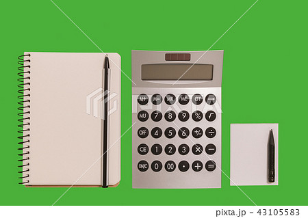 calculator, notebook, pen and a pencil calculator, notebook, pen and a pencil 43105583