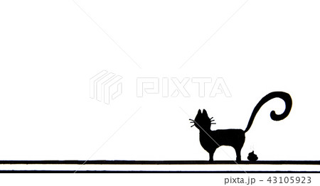 Hand drawn of Black cat defecating Hand drawn of Black cat defecating 43105923
