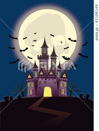ハロウィンの夜城のイラスト素材