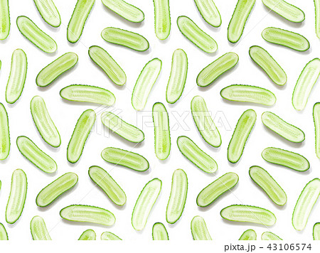 Sliced cucumber pattern on white background Sliced cucumber pattern on white background 43106574