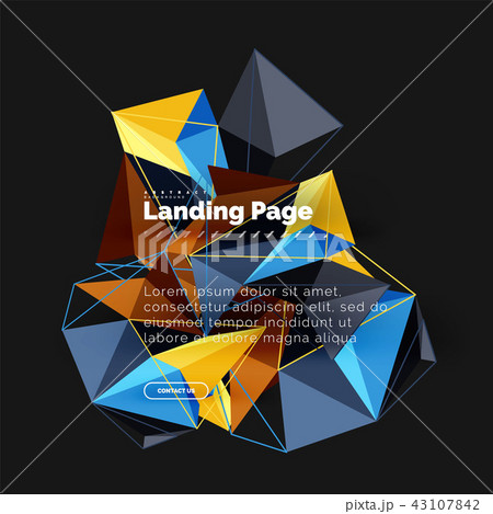 Polygonal geometric design, abstract shape made of triangles, trendy background 43107842