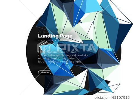 Polygonal geometric design, abstract shape made of triangles, trendy background 43107915