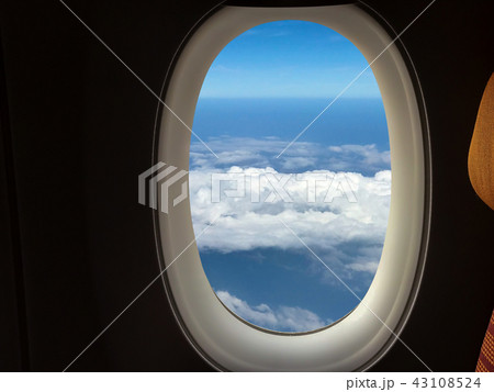 Closeup the window of the passenger plane 43108524