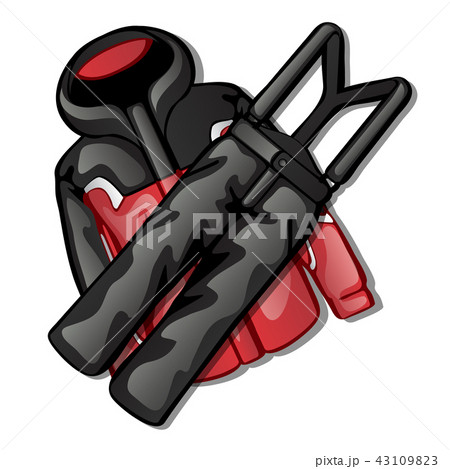 The set of necessary skier clothing for winter fun outdoors isolated on white background. Clothing 43109823