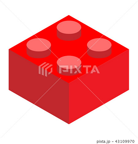 A Lego Red Lego Brick Block On White Background のイラスト素材