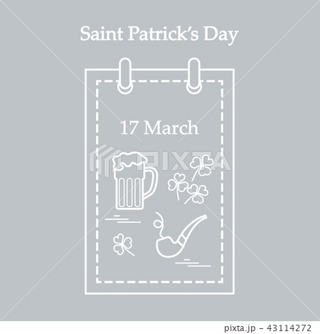 calendar with a beer, clover, tobacco pipe for St calendar with a beer, clover, tobacco pipe for St 43114272
