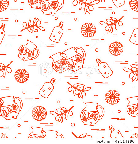 Cute seamless pattern with pitcher of sangria, 43114296