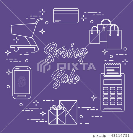 Spring sale Shopping icons. Spring sale Shopping icons. 43114731