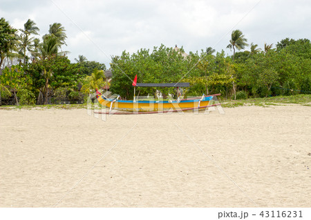 Balinese fishing boat on sand at the beach. 43116231