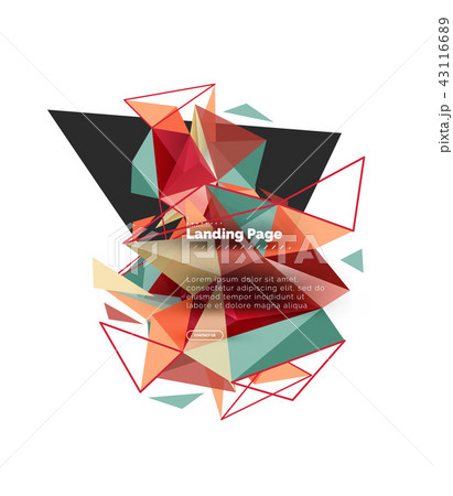 Triangular design abstract background, landing page. Low poly style colorful triangles on white Triangular design abstract background, landing page. Low poly style colorful triangles on white 43116689