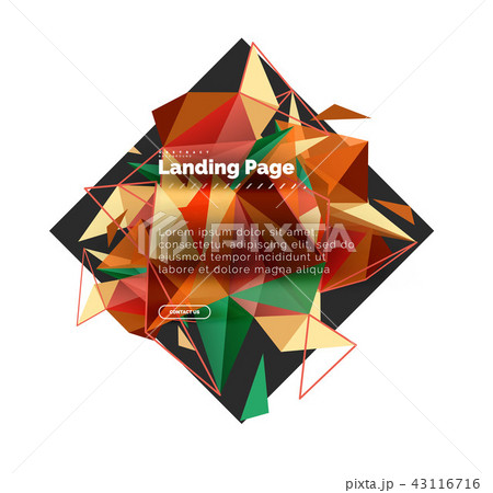 Triangular design abstract background, landing page. Low poly style colorful triangles on white Triangular design abstract background, landing page. Low poly style colorful triangles on white 43116716