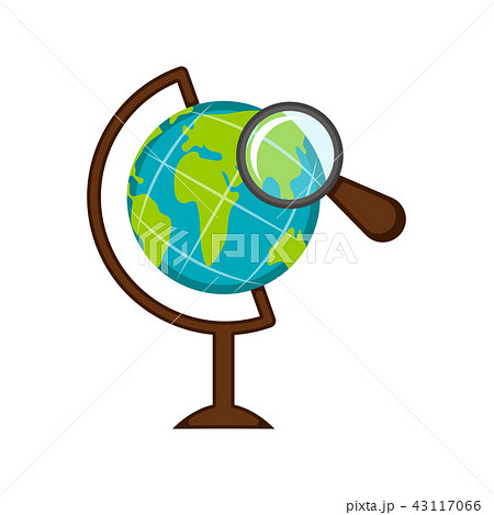 Earth globe with a magnifying glass icon 43117066