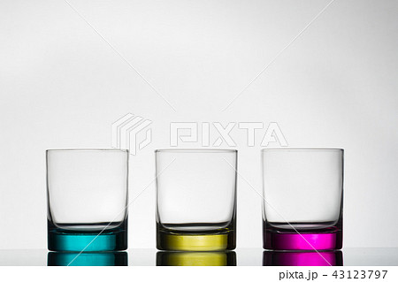 Multicolored empty glasses. Multicolored empty glasses. 43123797