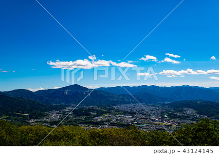 武甲山と山々と秩父盆地 美の山山頂から夏の眺望 2018.08　b 準広角 43124145