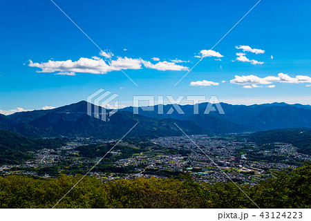武甲山と山々と秩父盆地 美の山山頂から夏の眺望 2018.08　c 標準画角 43124223