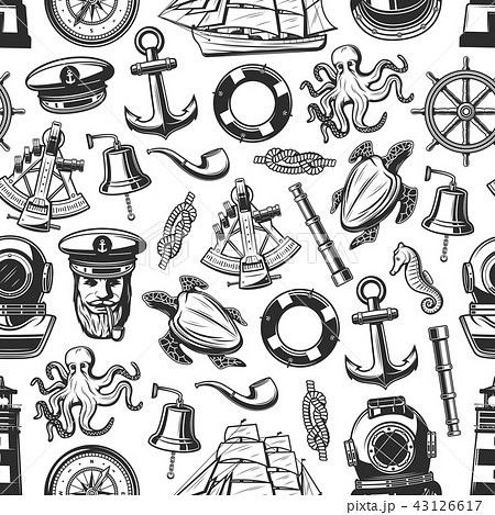 Marine nautical seamless pattern background 43126617