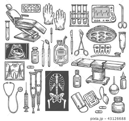 Medical therapy surgery vector sketch equipment Medical therapy surgery vector sketch equipment 43126688