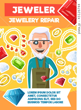 Jeweler profession and jewel repair vector poster Jeweler profession and jewel repair vector poster 43126744