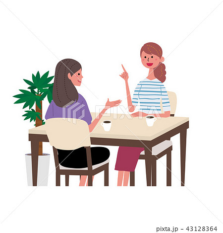 カフェで話す 女性 イラスト カフェで話す 女性 イラスト 43128364