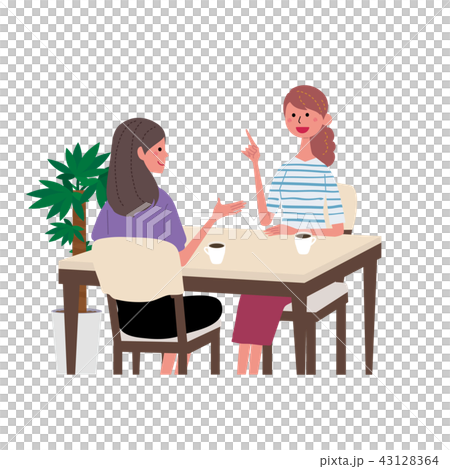 カフェで話す 女性 イラスト カフェで話す 女性 イラスト 43128364