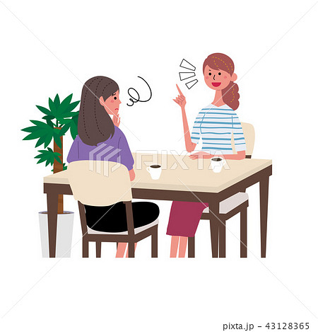 カフェで話す 女性 イラスト カフェで話す 女性 イラスト 43128365