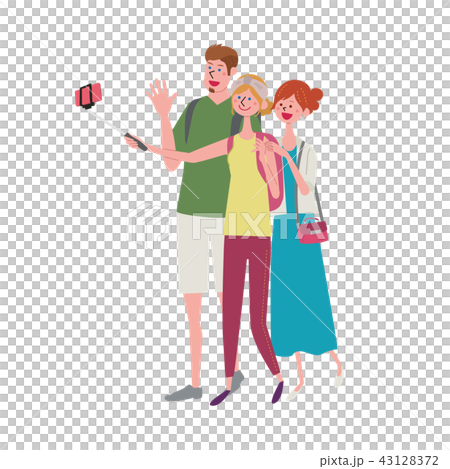セルフィーをとる人々　イラスト 43128372