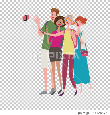 セルフィーをとる人々　イラスト 43128373