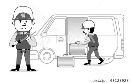 警備員 現金輸送業務 モノクロ イラスト 警備員 現金輸送業務 モノクロ イラスト 43128928