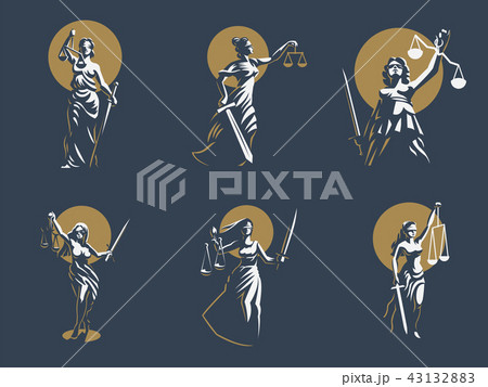 The goddess of justice Themis. Set. Vector. The goddess of justice Themis. Set. Vector. 43132883