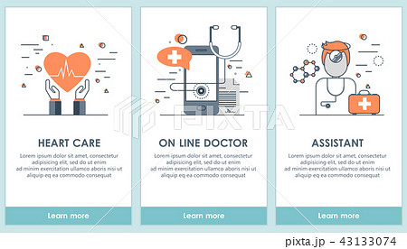 Flat design medical and pharmacy app screens 43133074