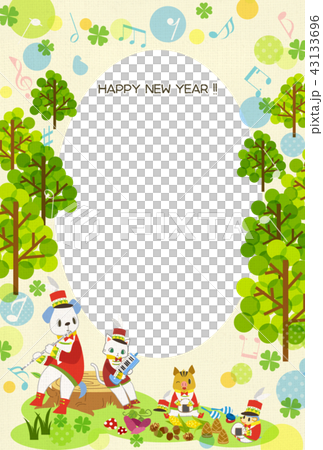 亥年用かわいい年賀状テンプレート 43133696