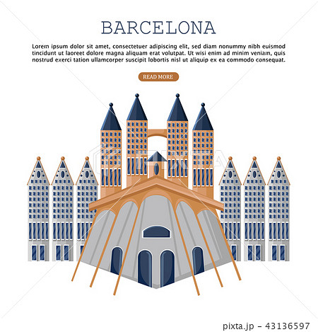 Barcelona architecture card Vector. City 43136597
