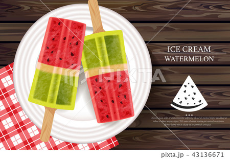 Watermelon ice cream on white plate 43136671