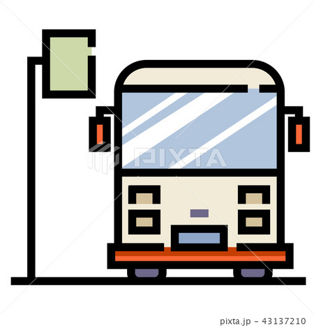 Bus Stop Linecolor Illustrationのイラスト素材