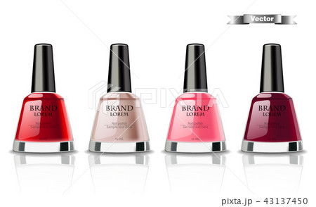 Nail polish set Vector realistic packaging. label Nail polish set Vector realistic packaging. label 43137450