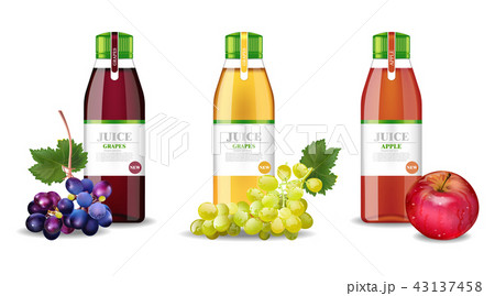 Apple and grapes juices set Vector realistic 43137458