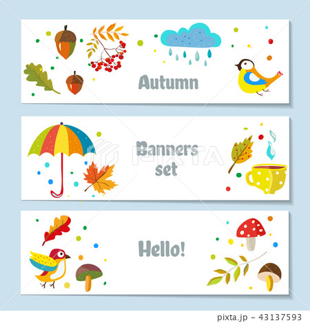 Autumn banners set with nature illustration Autumn banners set with nature illustration 43137593