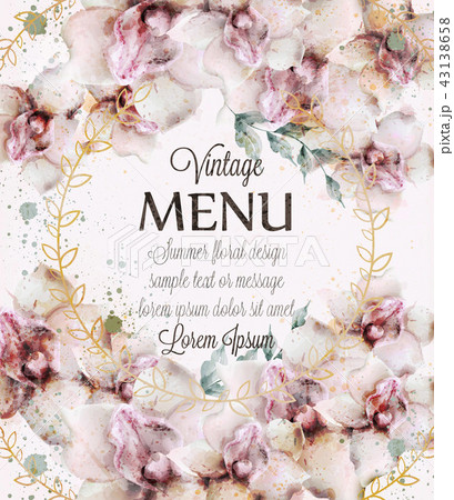 Orchid flowers wedding card watercolor Vector Orchid flowers wedding card watercolor Vector 43138658