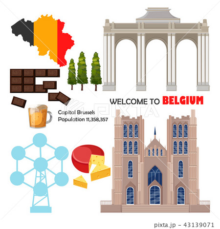 Belgium Travel Landmarks Cardのイラスト素材