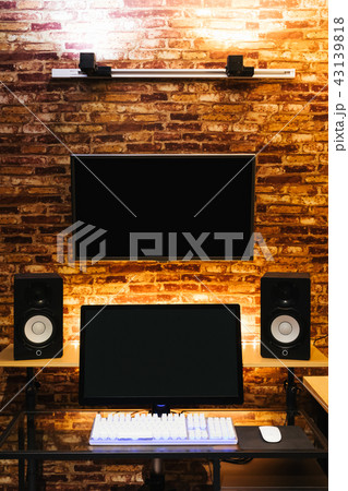 workspace with computer in modern loft style workspace with computer in modern loft style 43139818