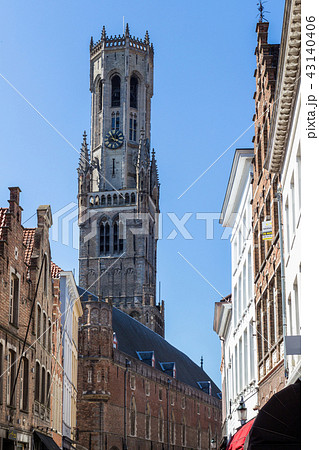 View to Belfry of Bruges medieval bell tower 43140406
