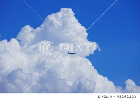 青空と白い雲と飛行機 青空と白い雲と飛行機 43141255